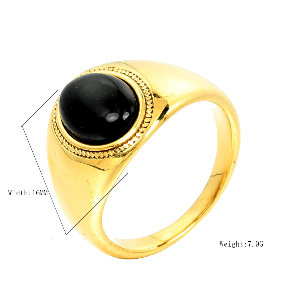 Simple Style Geometric Stainless Steel Plating Inlay Artificial Gemstones 18K Gold Plated Men's Rings display picture 1