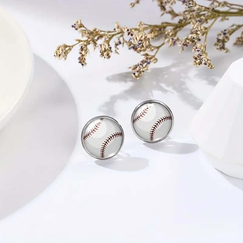 1 Pair Sports Korean Style Billiards Basketball Football Alloy Ear Studs display picture 4