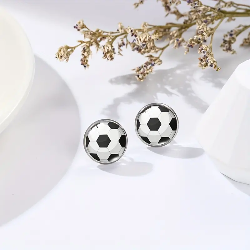 1 Pair Sports Korean Style Billiards Basketball Football Alloy Ear Studs display picture 10