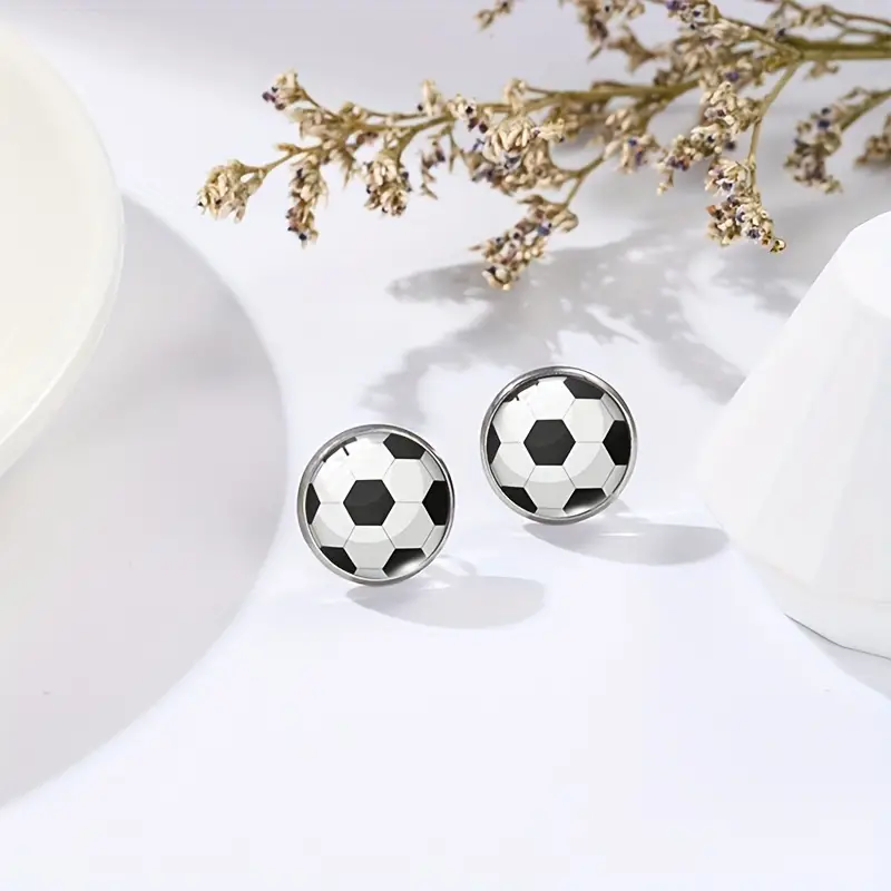 1 Paire Des Sports Style Coréen Billard Basket-Ball Football Alliage Boucles D'Oreilles display picture 10