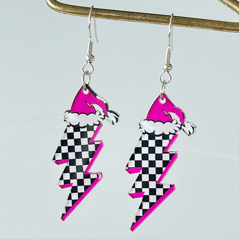 1 Pair Casual Christmas Tree Santa Claus Lightning Arylic Iron Drop Earrings display picture 6