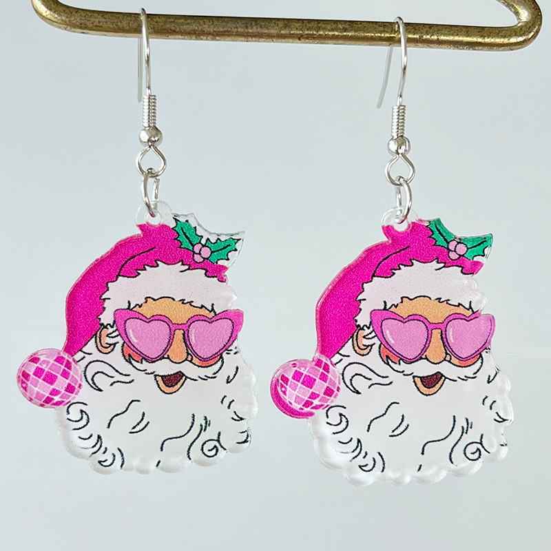 1 Pair Casual Christmas Tree Santa Claus Lightning Arylic Iron Drop Earrings display picture 7