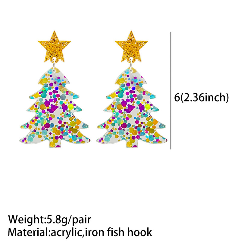 1 Pair IG Style Casual Christmas Tree Star Arylic Iron Drop Earrings display picture 1