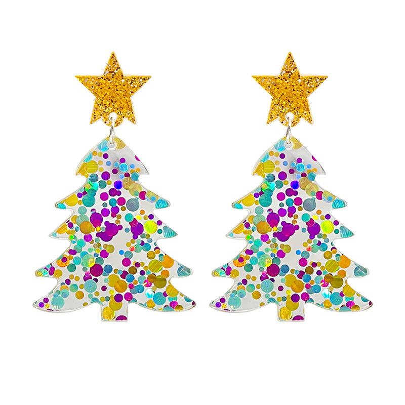 1 Pair IG Style Casual Christmas Tree Star Arylic Iron Drop Earrings display picture 3