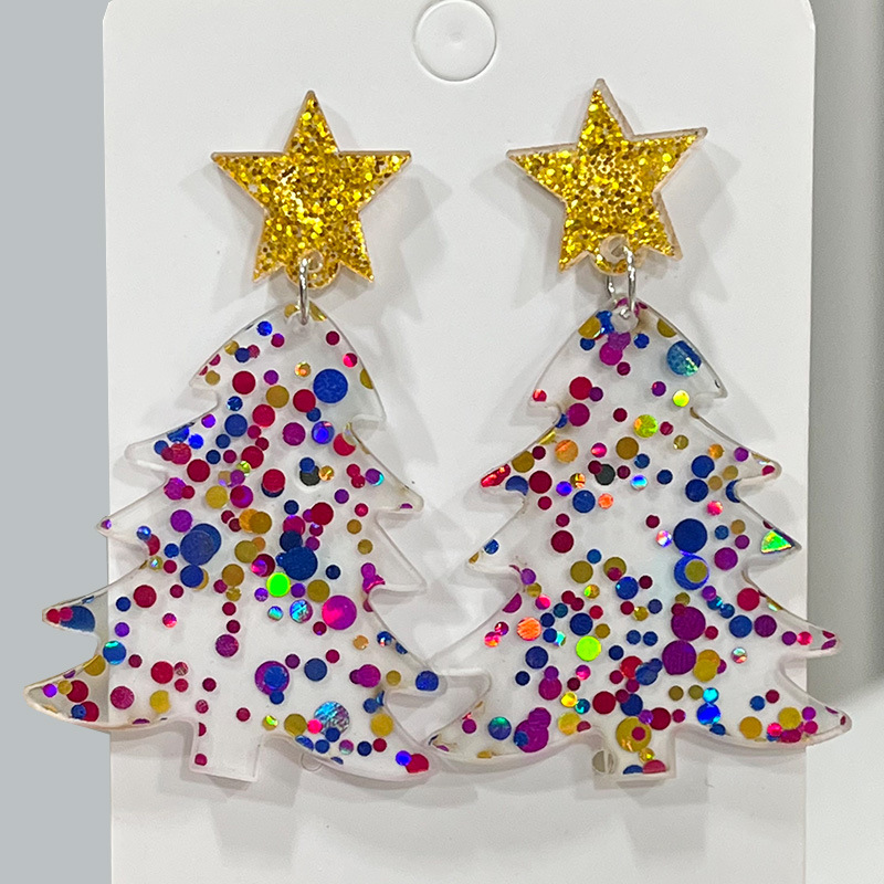 1 Pair IG Style Casual Christmas Tree Star Arylic Iron Drop Earrings display picture 4