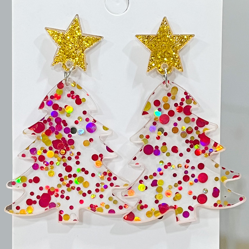 1 Pair IG Style Casual Christmas Tree Star Arylic Iron Drop Earrings display picture 5