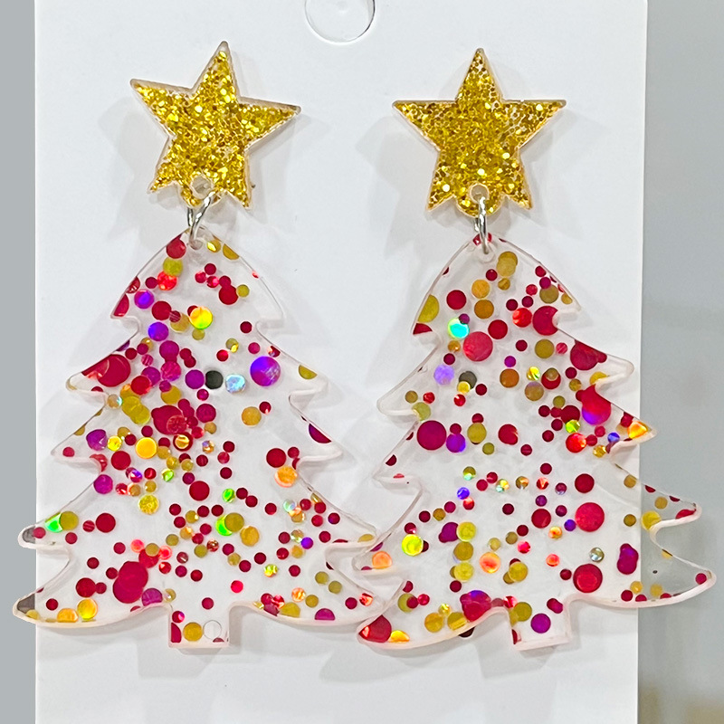 1 Paire Style IG Décontractée Sapin De Noël Star Arylique Le Fer Boucles D'oreilles display picture 5