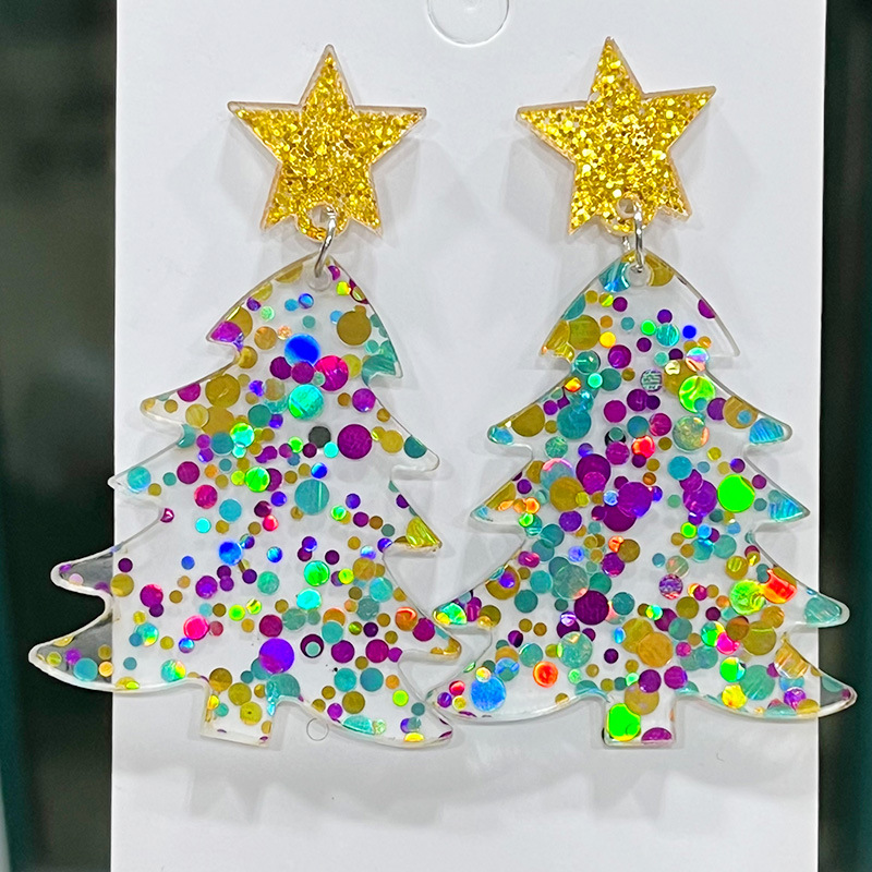 1 Pair IG Style Casual Christmas Tree Star Arylic Iron Drop Earrings display picture 6