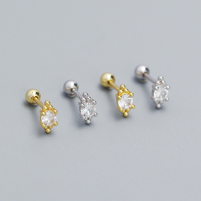 1 Paire Style Ig Style Simple Ovale Placage Incruster Argent Sterling Zircon Boucles D'oreilles display picture 1