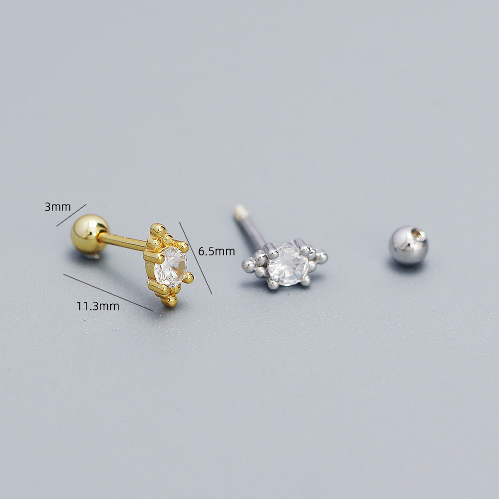 1 Pair Ig Style Simple Style Oval Plating Inlay Sterling Silver Zircon Ear Studs display picture 2