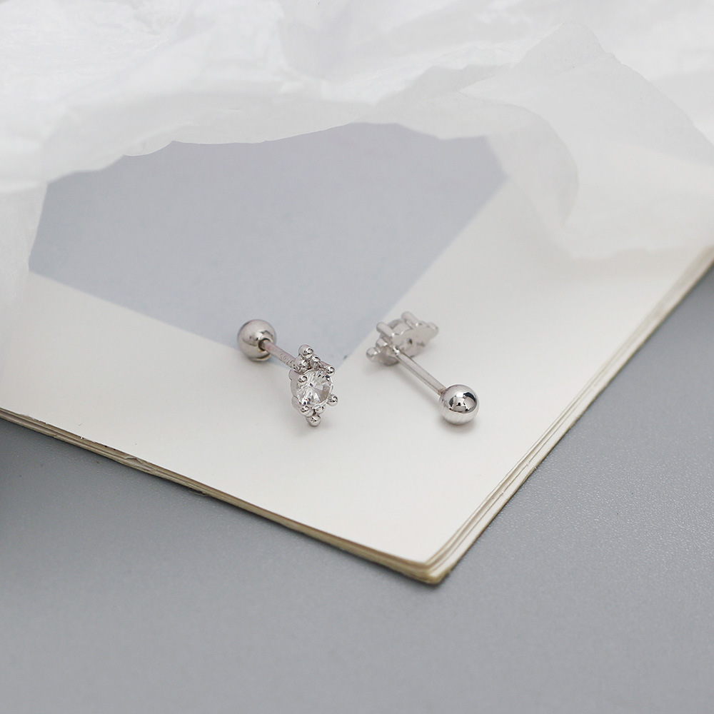 1 Paire Style Ig Style Simple Ovale Placage Incruster Argent Sterling Zircon Boucles D'oreilles display picture 7