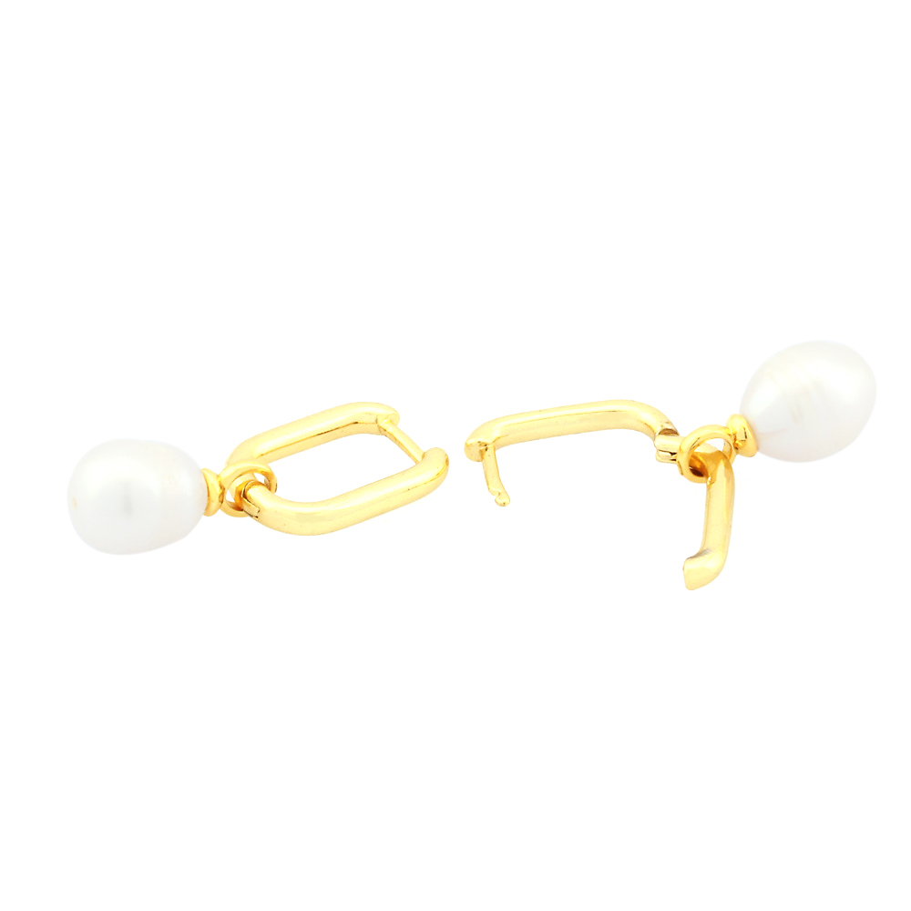 1 Pair Simple Style Irregular Plating Inlay Copper Freshwater Pearl 18k Gold Plated Drop Earrings display picture 7