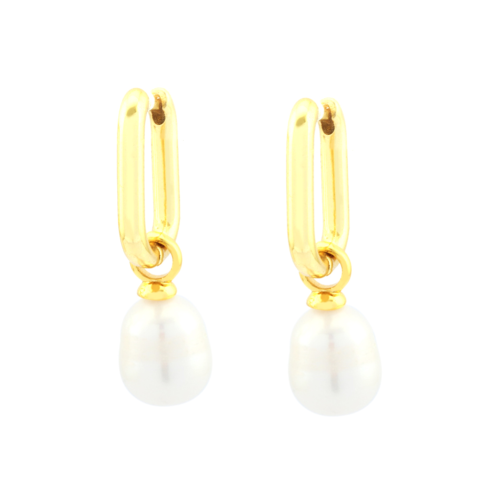 1 Pair Simple Style Irregular Plating Inlay Copper Freshwater Pearl 18k Gold Plated Drop Earrings display picture 8