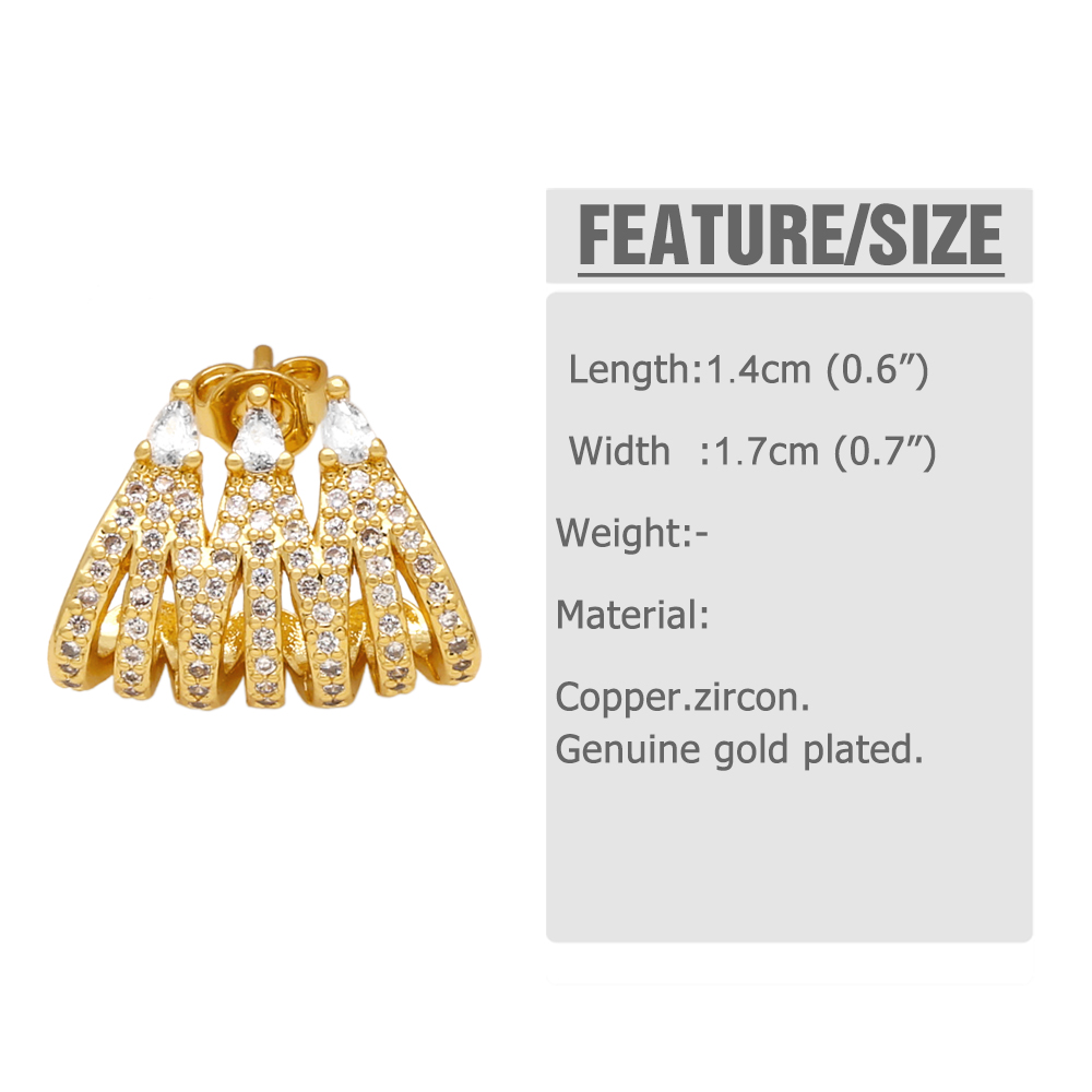 1 Pair Simple Style Solid Color Plating Inlay Copper Zircon 18k Gold Plated Ear Cuffs Ear Studs display picture 1