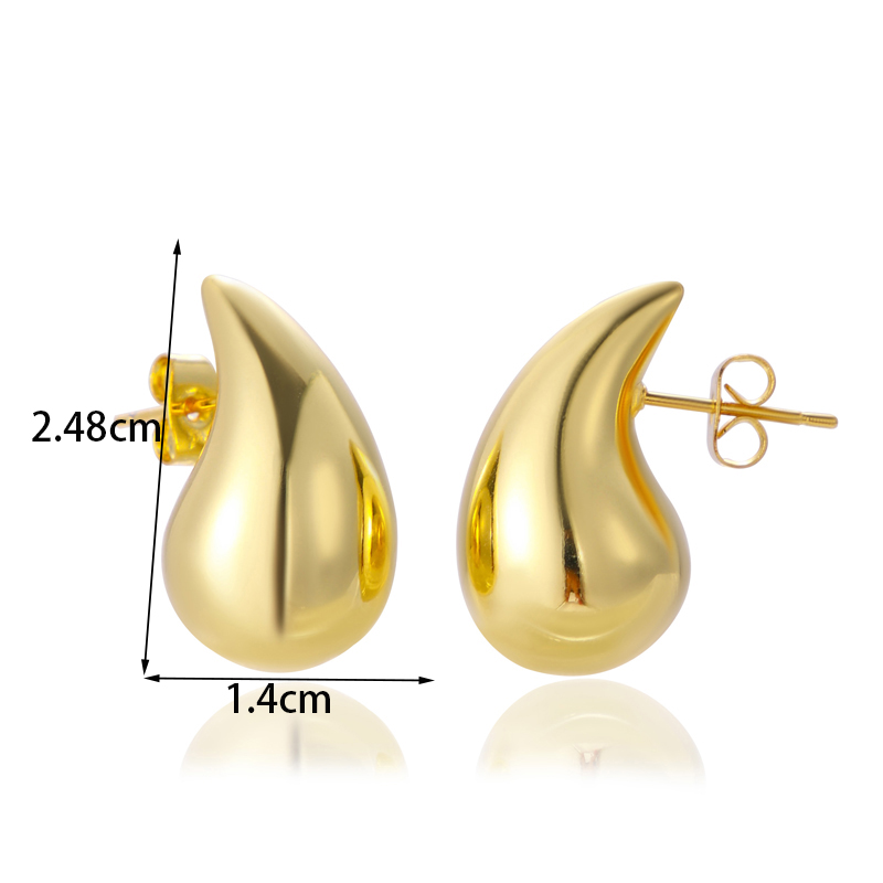1 Pair Simple Style Water Droplets Copper Ear Studs display picture 4