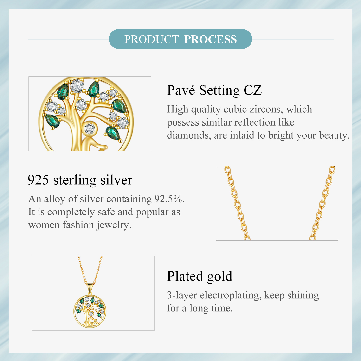 Casual Tree Sterling Silver Plating Inlay Zircon White Gold Plated Necklace display picture 5
