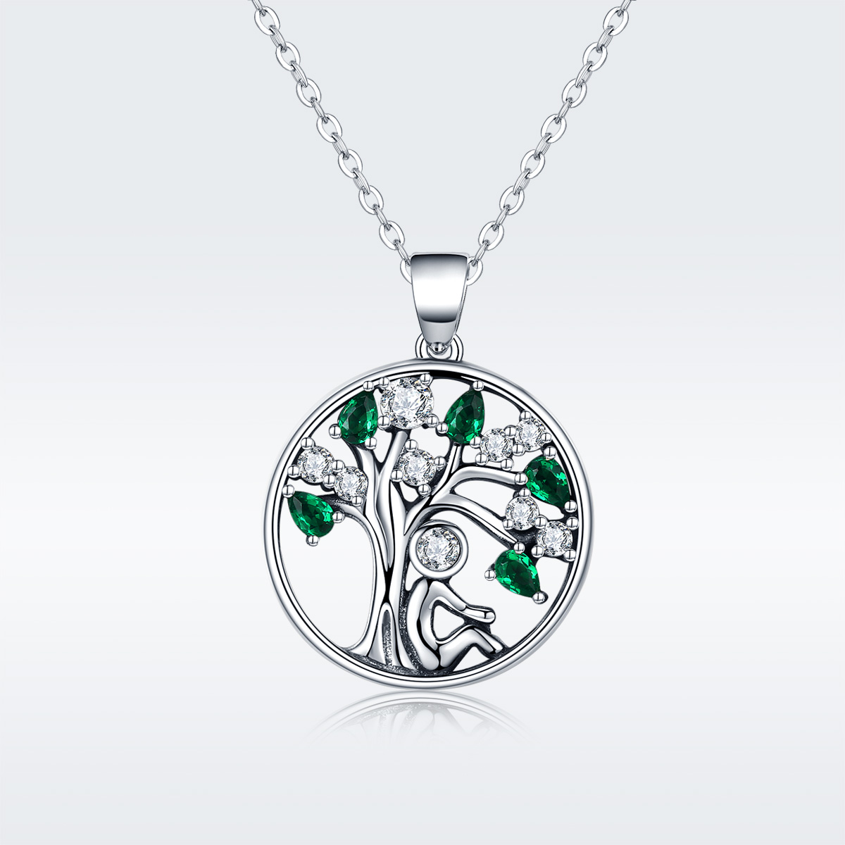 Casual Tree Sterling Silver Plating Inlay Zircon White Gold Plated Necklace display picture 1