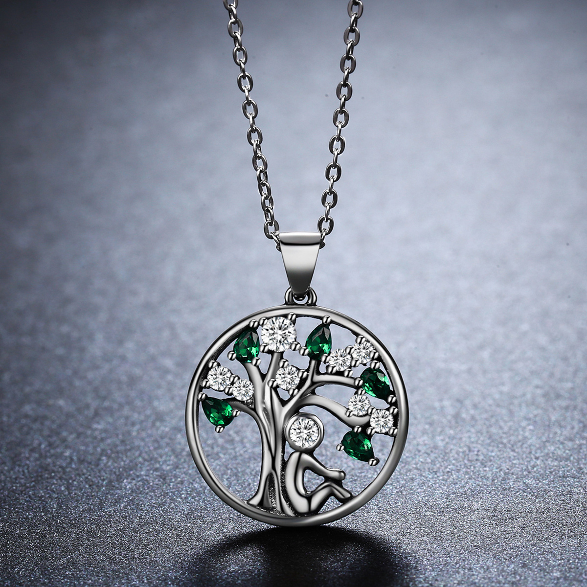 Casual Tree Sterling Silver Plating Inlay Zircon White Gold Plated Necklace display picture 4