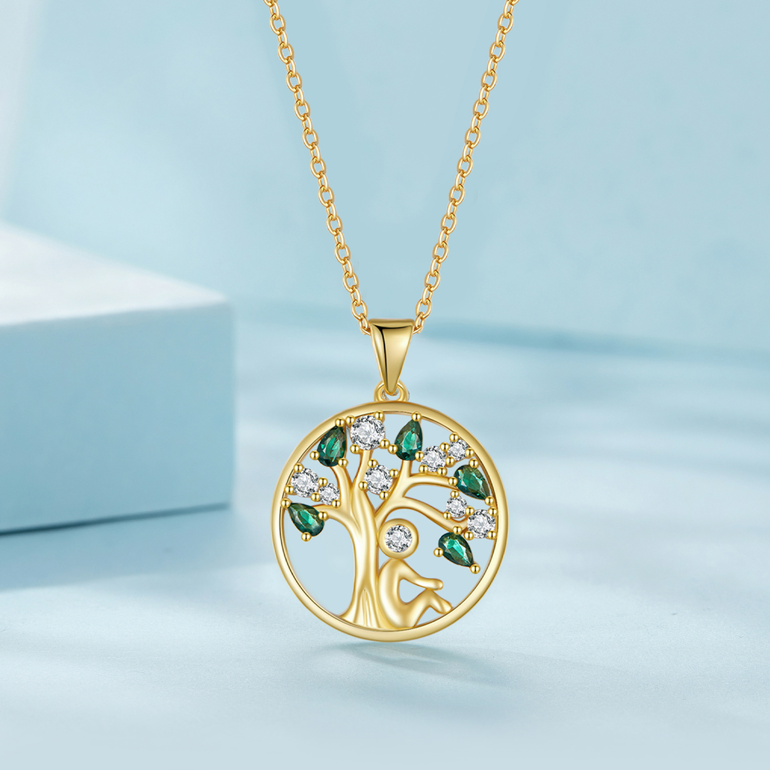 Casual Tree Sterling Silver Plating Inlay Zircon White Gold Plated Necklace display picture 7