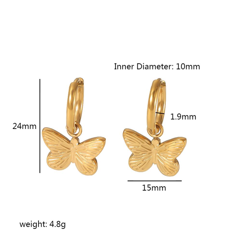 1 Pair Vintage Style Sun Bee Butterfly Polishing Plating 304 Stainless Steel Drop Earrings display picture 7