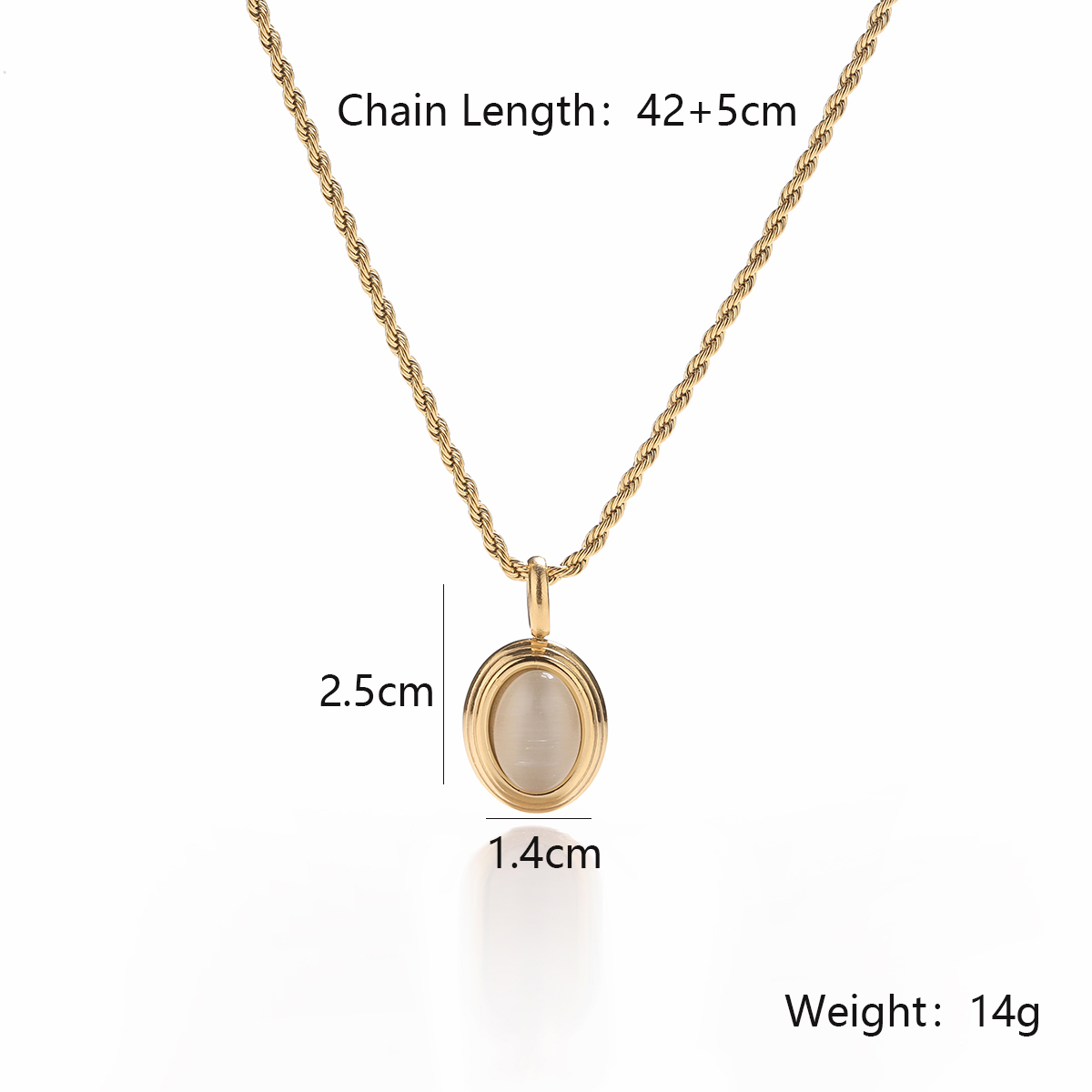 Simple Style Commute Oval Titanium Steel Plating Inlay Opal 18k Gold Plated Pendant Necklace display picture 1