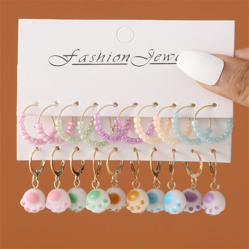 1 Set Cute Sweet Heart Shape Butterfly Beaded Hollow Out Alloy Earrings display picture 25