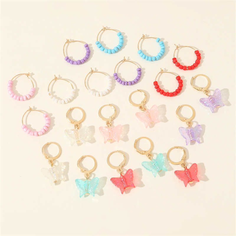 1 Set Cute Sweet Heart Shape Butterfly Beaded Hollow Out Alloy Earrings display picture 39