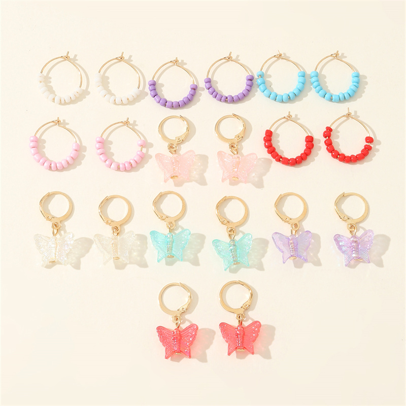1 Set Cute Sweet Heart Shape Butterfly Beaded Hollow Out Alloy Earrings display picture 41