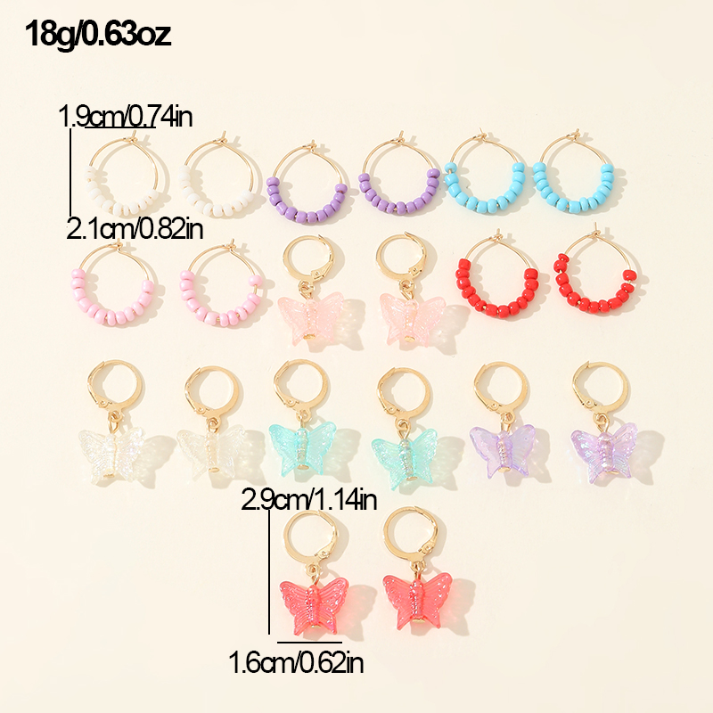 1 Set Cute Sweet Heart Shape Butterfly Beaded Hollow Out Alloy Earrings display picture 42