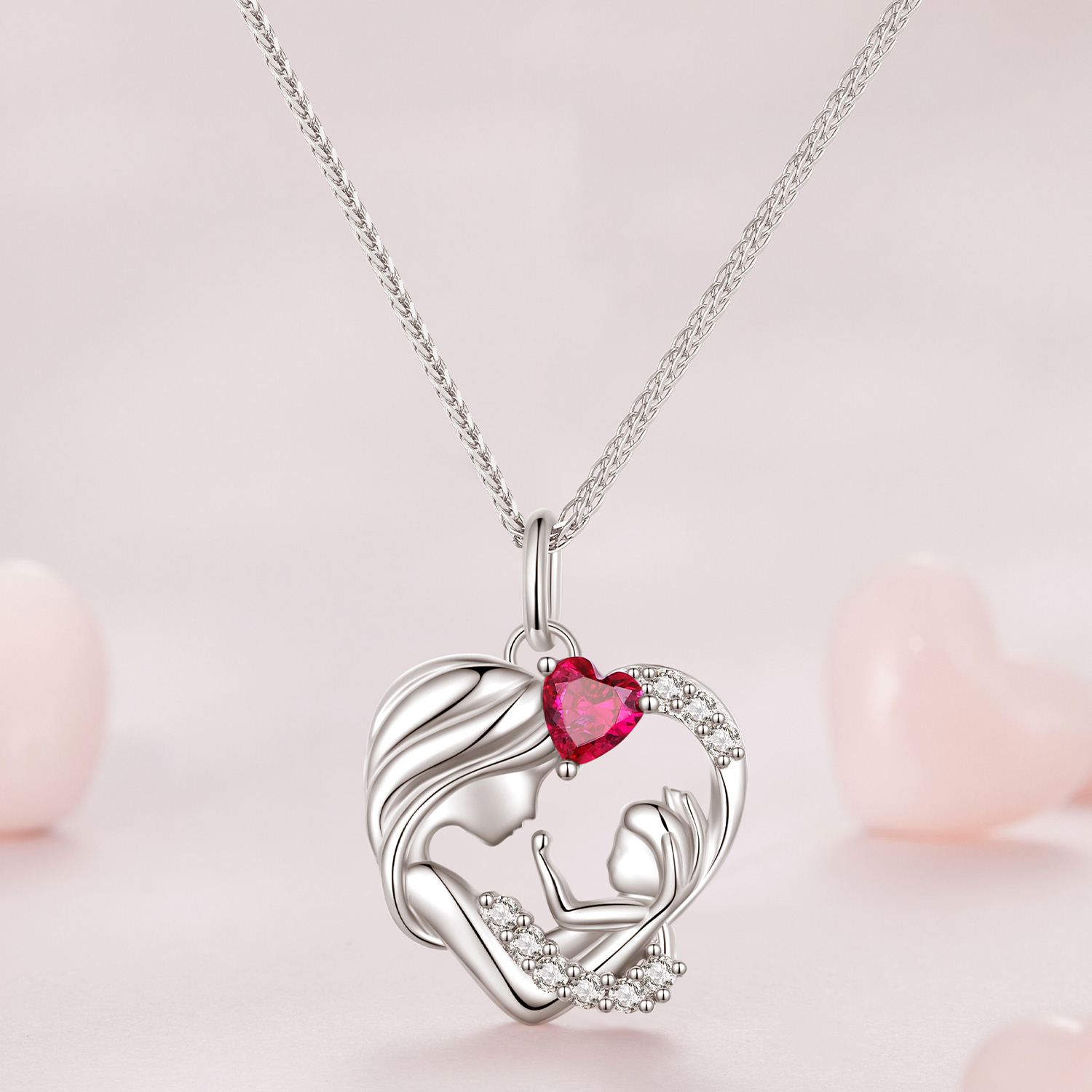 Casual Heart Shape Sterling Silver Plating Inlay Zircon White Gold Plated Necklace display picture 6