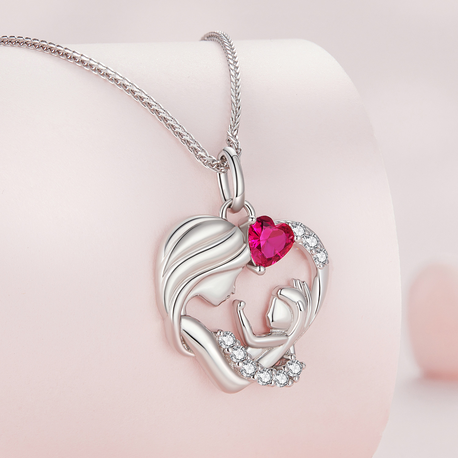 Casual Heart Shape Sterling Silver Plating Inlay Zircon White Gold Plated Necklace display picture 2