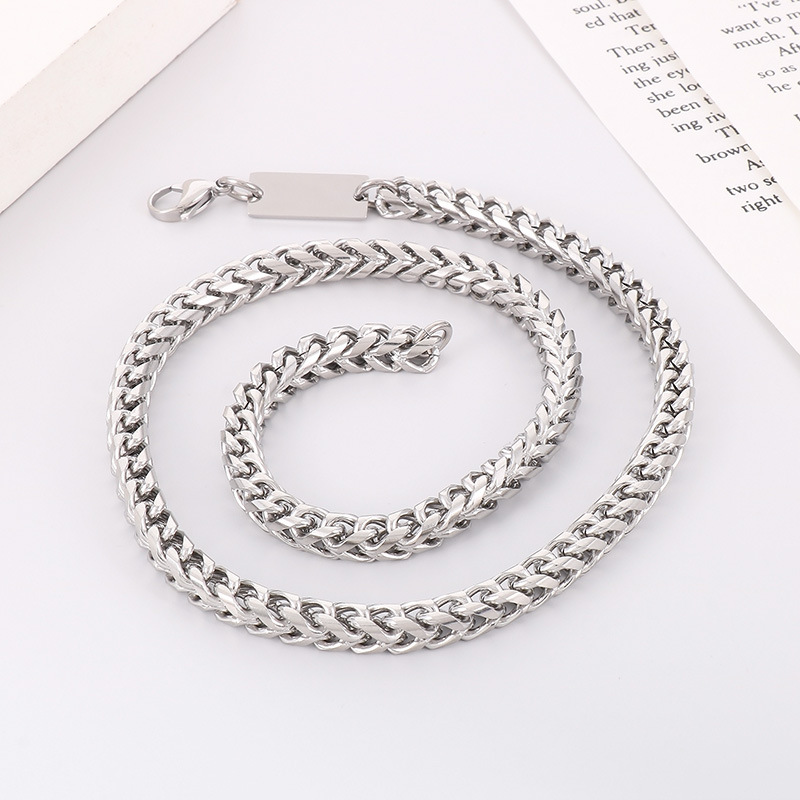 Punk Solid Color Titanium Steel Plating Chain Bracelets Necklace display picture 1