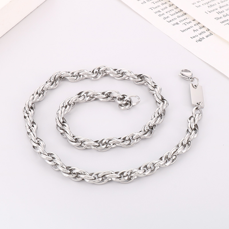 Punk Solid Color Titanium Steel Plating Chain Bracelets Necklace display picture 1