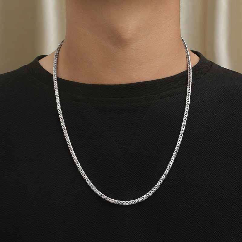 Punk Solid Color Titanium Steel Plating Chain Men's Sweater Chain Necklace display picture 8