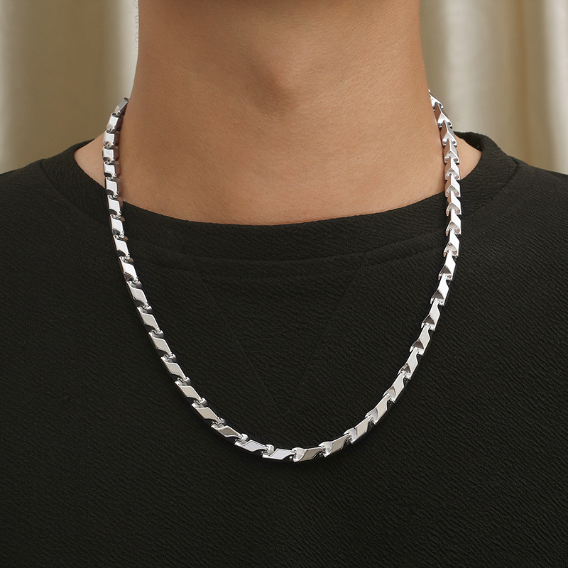 Hip-hop Solid Color Titanium Steel Plating Chain Men's Necklace display picture 7
