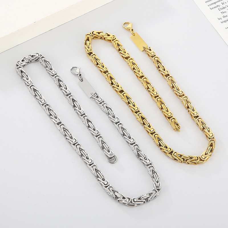 Punk Solid Color Titanium Steel Plating Chain Bracelets Necklace display picture 3
