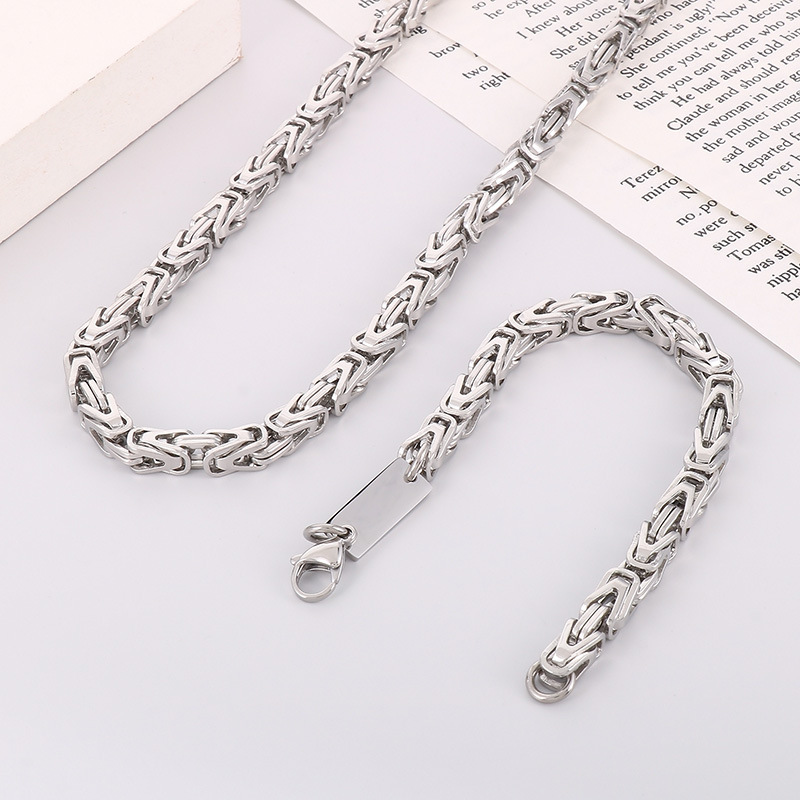 Punk Solid Color Titanium Steel Plating Chain Bracelets Necklace display picture 5