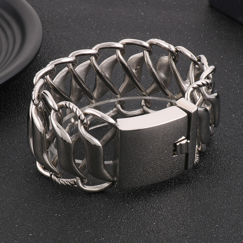 Punk Einfacher Stil Einfarbig Rostfreier Stahl Polieren Männer Armbänder display picture 1