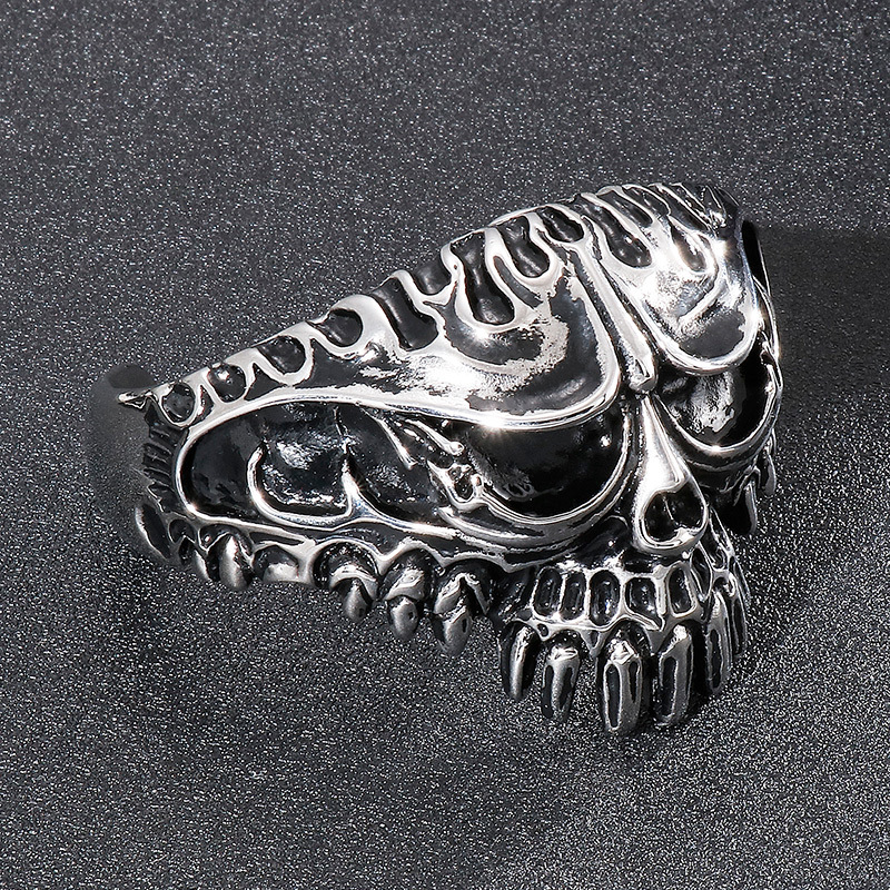 Punk Skull Titanium Steel Men's Cuff Bracelets display picture 6