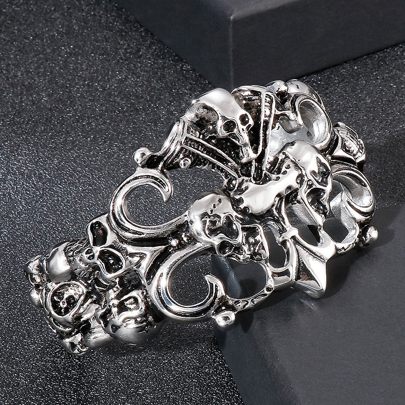 Punk Skull Titanium Steel Men's Cuff Bracelets display picture 16