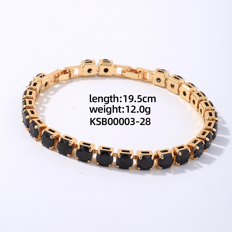 Copper Hip-Hop Vintage Style Simple Style Plating Inlay Solid Color Zircon Bracelets display picture 1