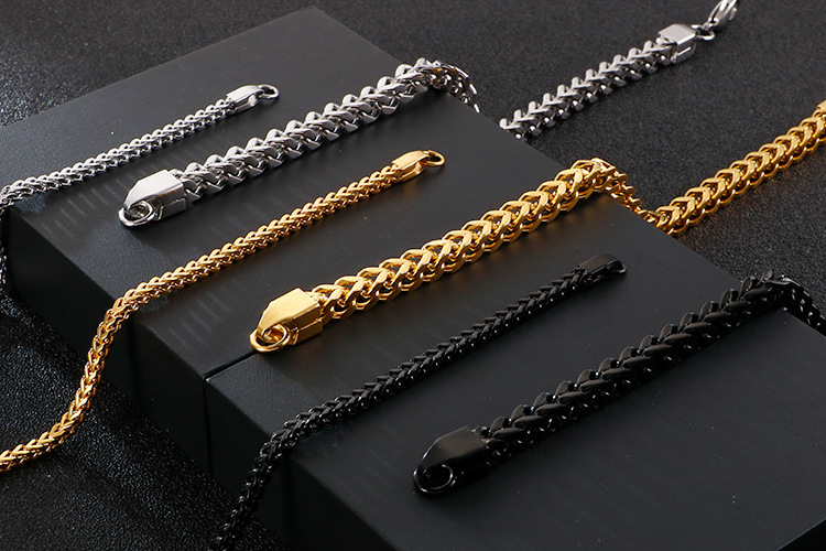 Simple Style Solid Color Titanium Steel Plating Chain 18K Gold Plated Men's Bracelets display picture 1