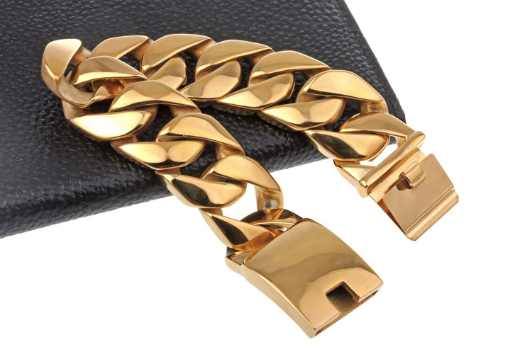 Hip-Hop Solid Color Titanium Steel Plating 18K Gold Plated Men's Bracelets display picture 3