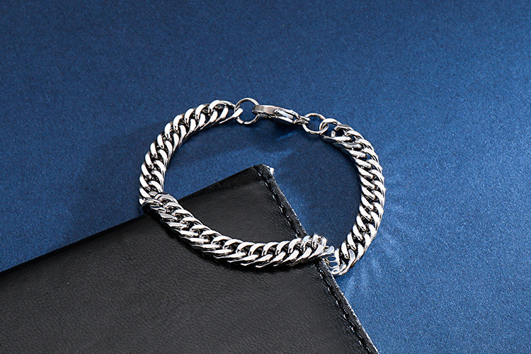 Basic Solid Color Titanium Steel Polishing Chain Men's Bracelets display picture 2