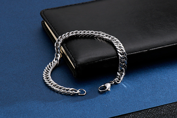 Basic Solid Color Titanium Steel Polishing Chain Men's Bracelets display picture 3