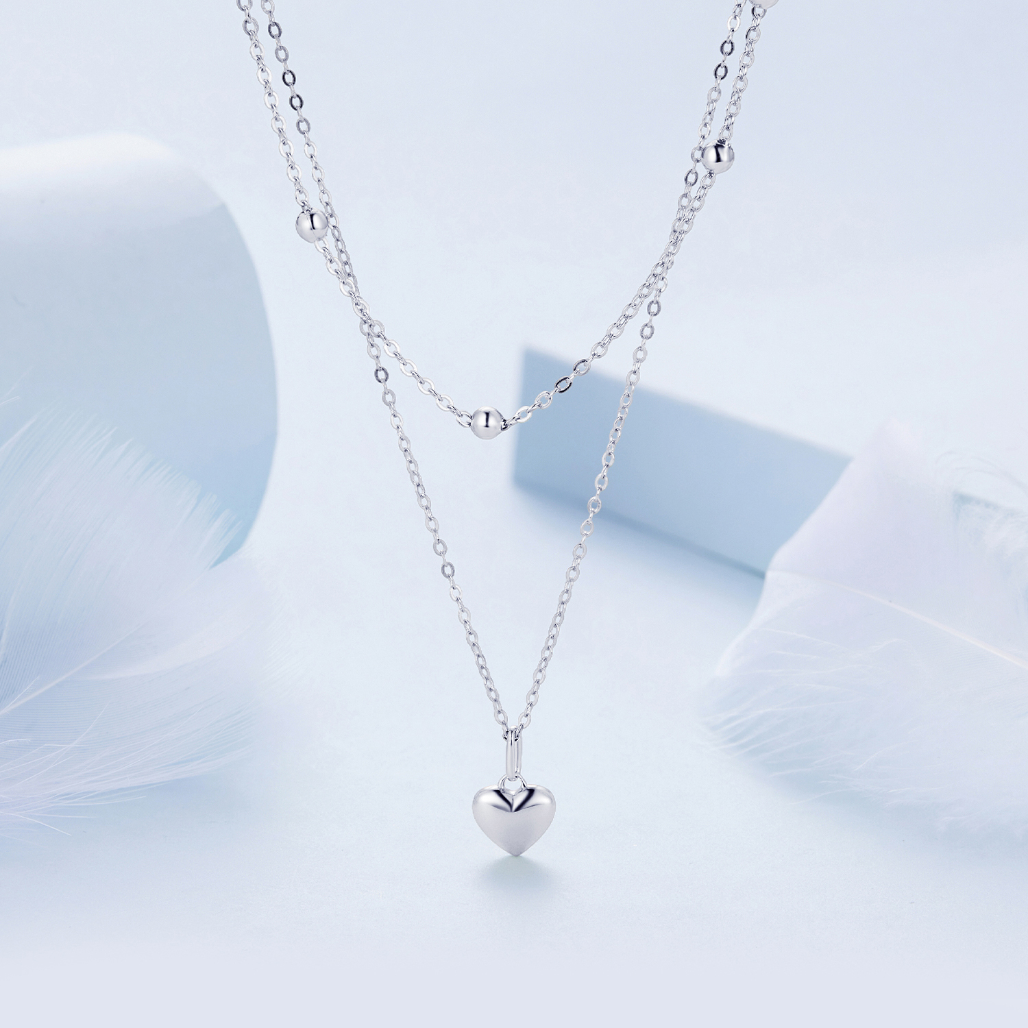Casual Heart Shape Sterling Silver Plating Inlay Zircon White Gold Plated Layered Necklaces display picture 6