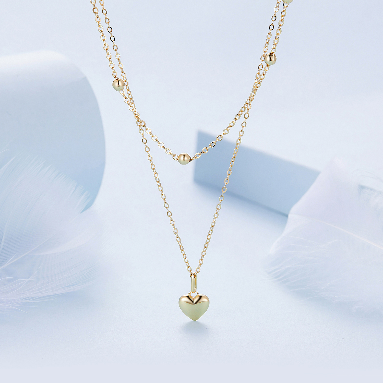 Casual Heart Shape Sterling Silver Plating Inlay Zircon White Gold Plated Layered Necklaces display picture 5