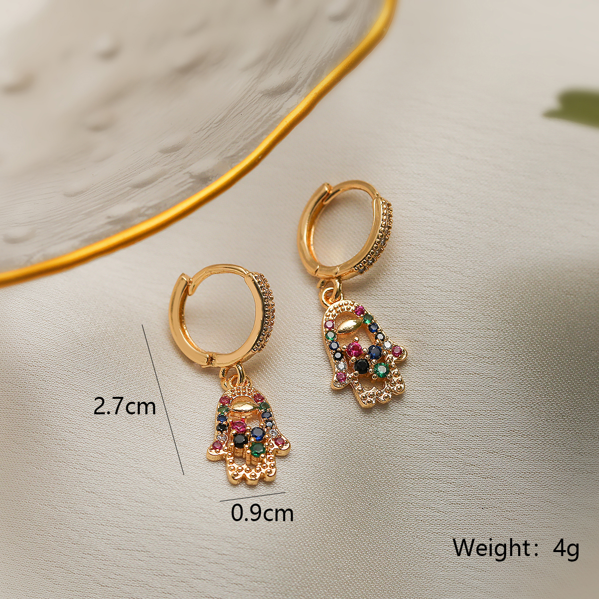 1 Pair Glam Commute Palm Plating Inlay Copper Zircon 18k Gold Plated Drop Earrings display picture 5