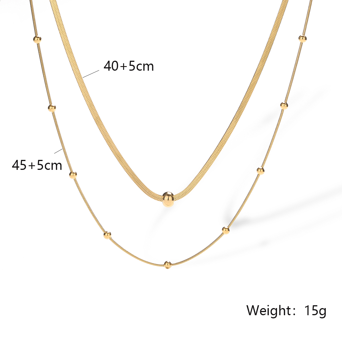 304 Stainless Steel 18K Gold Plated Simple Style Commute Plating Solid Color Layered Necklaces display picture 1