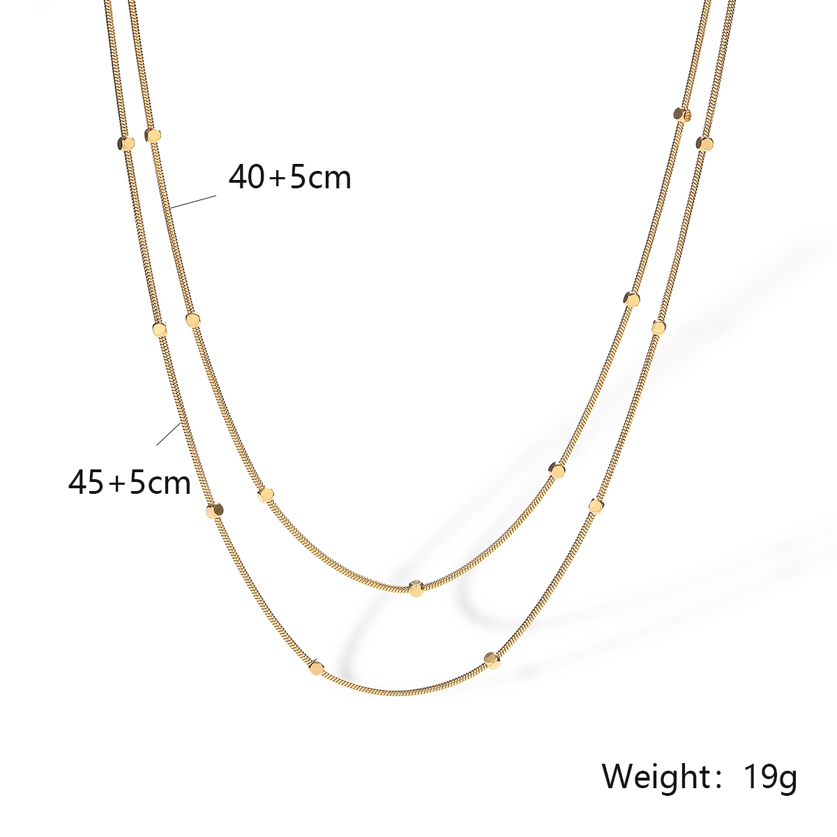 304 Stainless Steel 18K Gold Plated Simple Style Commute Plating Solid Color Layered Necklaces display picture 2